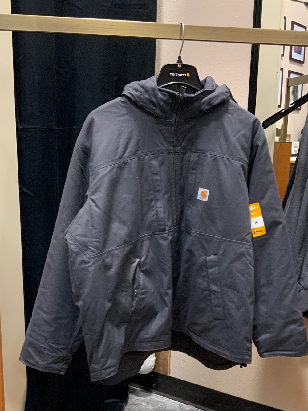 Carhartt Men's Quick Duck Charcoal Hooded Work Jacket